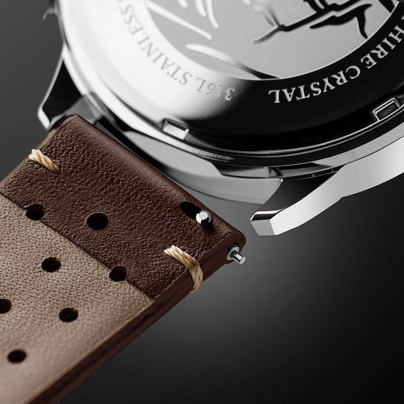 Perforated Brown Leather Strap for Men