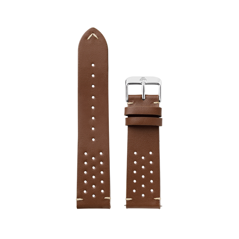 Perforated Brown Leather Strap for Men