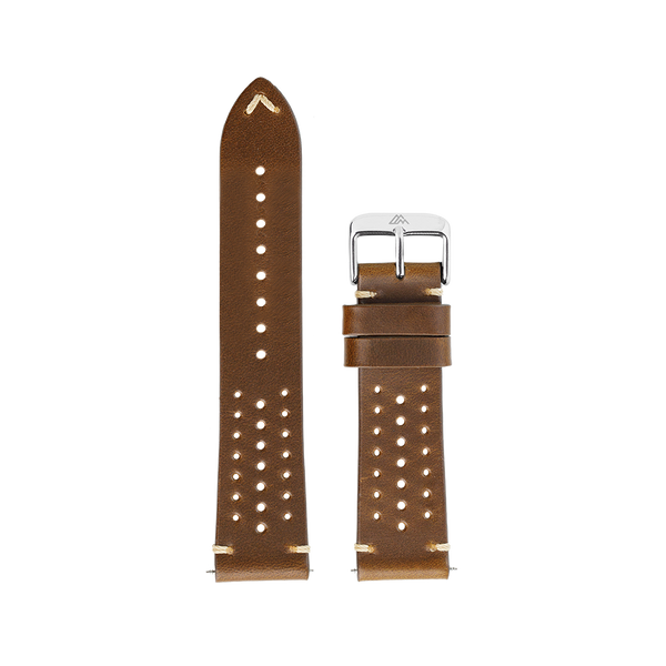 Perforated Brown Leather Strap for Men